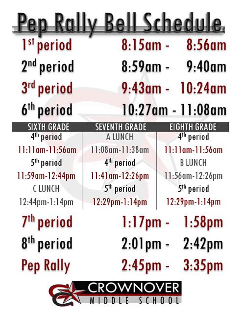 Pep Rally Schedule